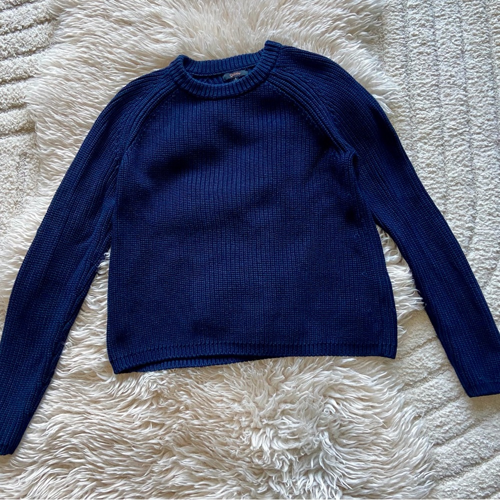Quince Deep Blue Women's Crew Neck Sweater